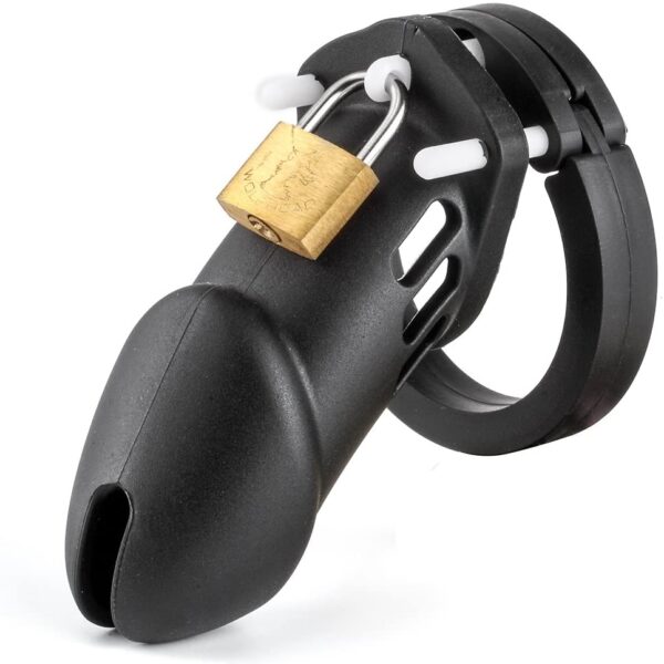 Male's Black Silicone Chastity Cage