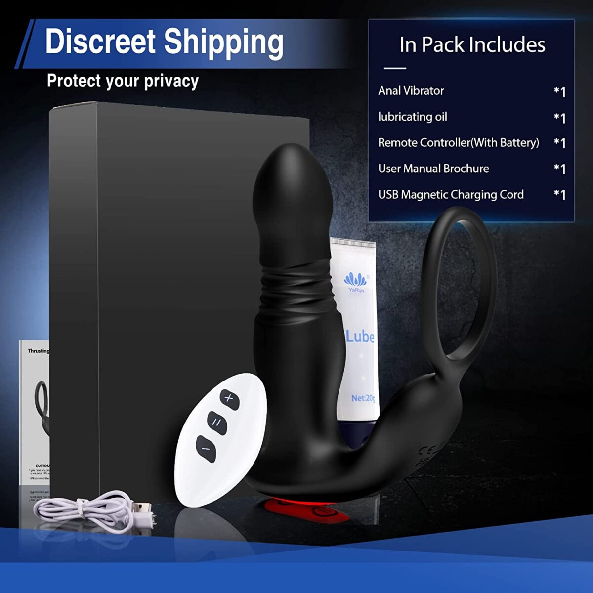 3 IN 1 Anal Cock Ring Butt Plug Prostate Massager