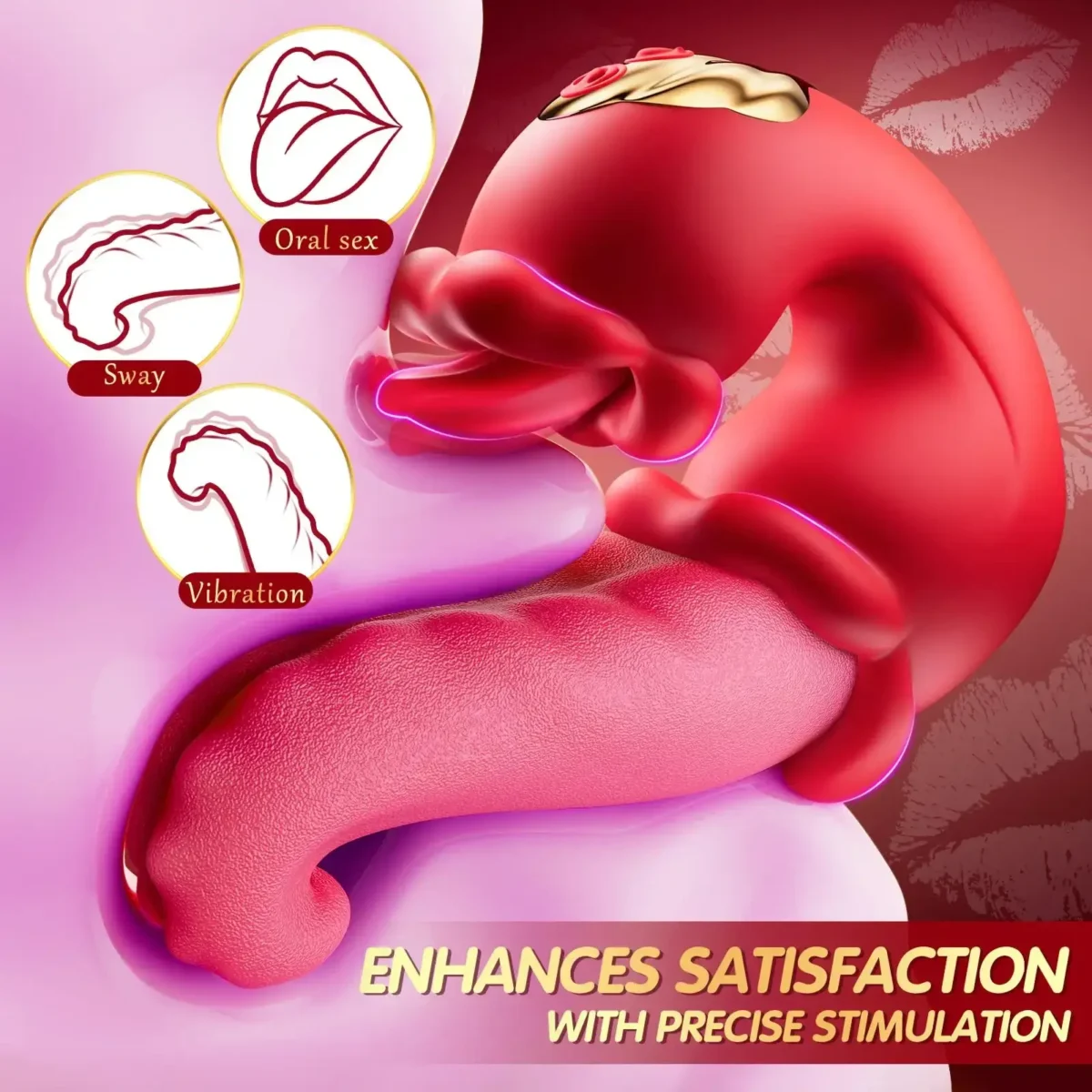 OpalSway Twin Rose Thrusting G Spot Vibrator – Tongue Teasing & Vibrating