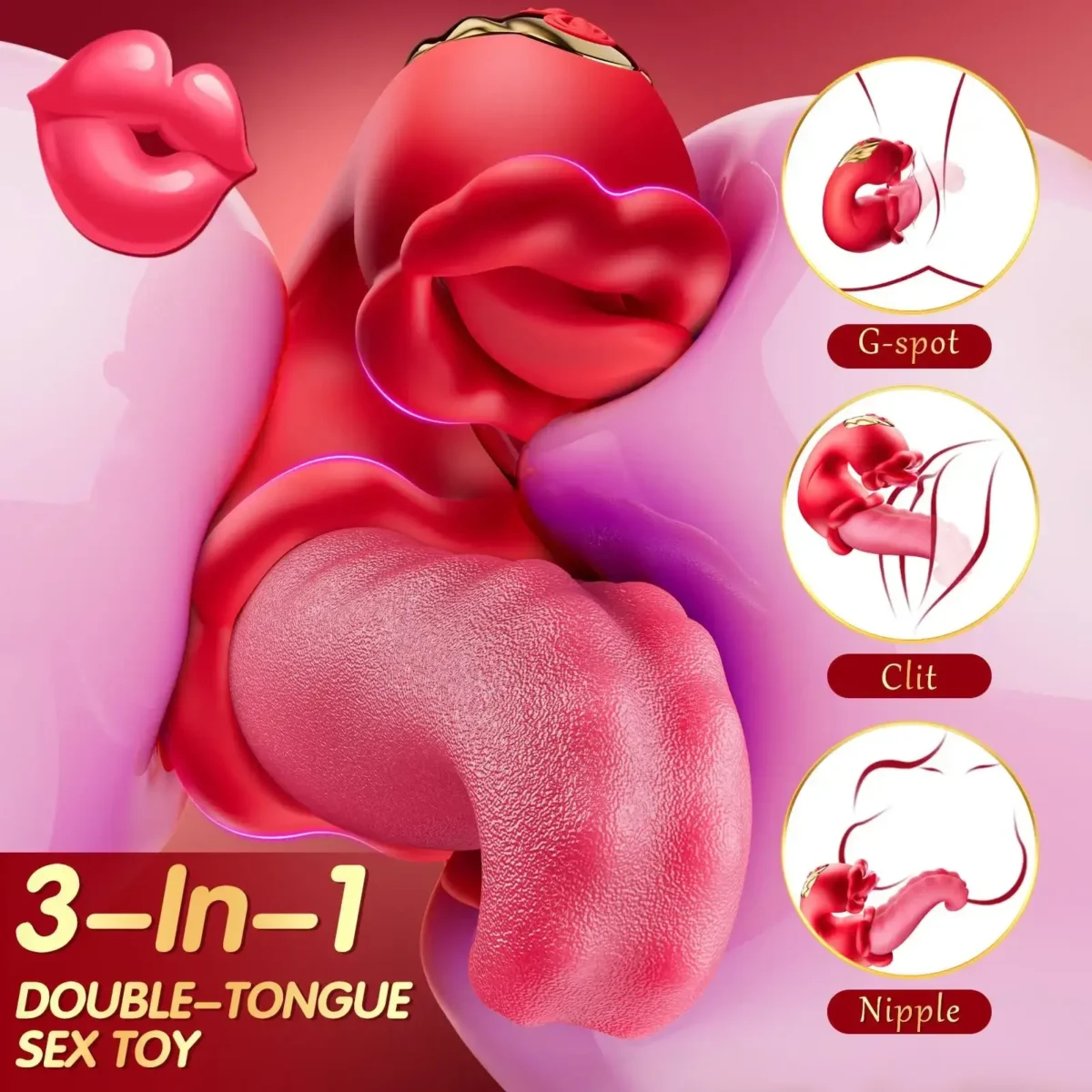 OpalSway Twin Rose Thrusting G Spot Vibrator – Tongue Teasing & Vibrating