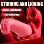 OpalSway Twin Rose Thrusting G Spot Vibrator – Tongue Teasing & Vibrating